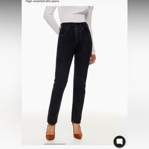 Aritzia Denim Forum The Dillion High Rise Slim Black Jeans